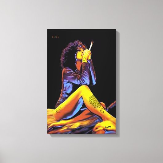 花の生けタトゥーDMTスピリチュアル落書きレトロ キャンバスプリント (正面)