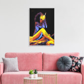 花の生けタトゥーDMTスピリチュアル落書きレトロ キャンバスプリント (インサイチュ (リビング))