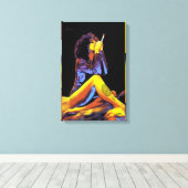 花の生けタトゥーDMTスピリチュアル落書きレトロ キャンバスプリント (インサイチュ (ウッドフロア))