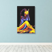 花の生けタトゥーDMTスピリチュアル落書きレトロ キャンバスプリント (インサイチュ (ウッドフロア))