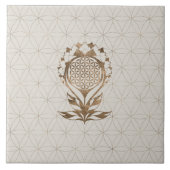 花の生け蓮 – Golden Texture タイル (正面)