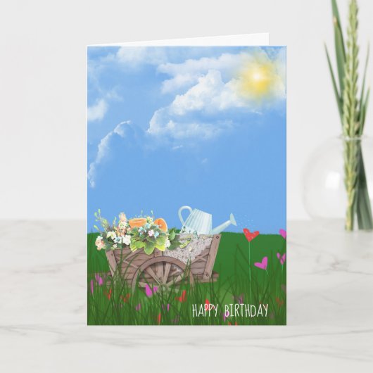 花の生まれた古い手押し車 カード (正面)
