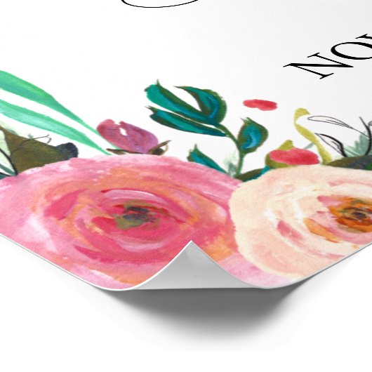 花の生命のお祝いのウェルカムサイン、写真 ポスター (角)