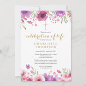 花の生命のお祝い キリスト教葬儀 フォト 招待状 (正面)