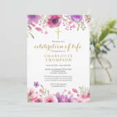 花の生命のお祝い キリスト教葬儀 フォト 招待状 (スタンド正面)