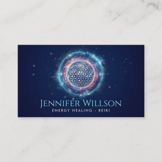 花の生命オーナメント – 宇宙エネルギーフロー 名刺 (正面)