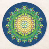 花の生命力/ブルームデレベンス – 緑 ラウンドペーパーコースター (正面)