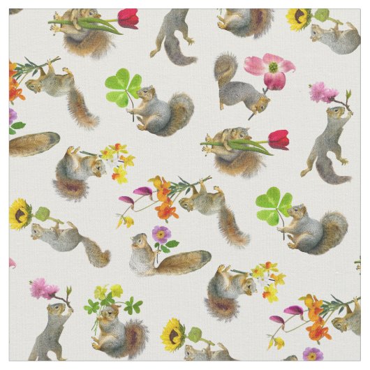 花の生地を持つリス ファブリック (クローズアップ)