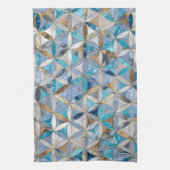 花の生活パターン – 青いビー玉と真珠 キッチンタオル (縦)