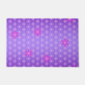 花の生活 – スタンプのシームレスなパターン – 紫 ドアマット (正面)