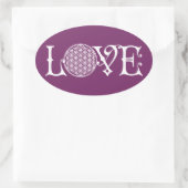 花の生活 – 愛レタリングタトゥー白 楕円形シール (バッグ)