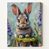 花の畑でふわふわしたウサギ ノートブック (裏面)
