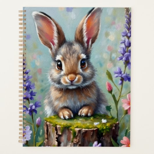 花の畑でふわふわしたウサギ プランナー手帳 (正面)