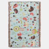 花の畑で楽しむ鳥ブランケット スローブランケット (正面縦)