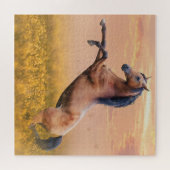 花の畑で馬を育てる ジグソーパズル (横)