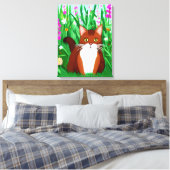 花の畑に咲くリトルジンジャーブラウン子猫 キャンバスプリント (インサイチュ (寝室))