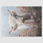 花の畑に咲く白いハイランドの牛が切り離し 薄葉紙 (正面)