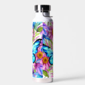 花の畑に咲く青い蝶 ウォーターボトル (左面)