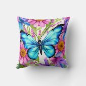 花の畑に咲く青い蝶 クッション (裏面)