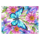 花の畑に咲く青い蝶 テーブルクロス (正面(横))