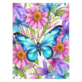 花の畑に咲く青い蝶 テーブルクロス (正面)