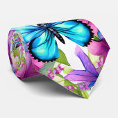 花の畑に咲く青い蝶 ネクタイ (ロール)