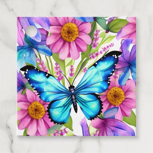 花の畑に咲く青い蝶 フェイバータグ (正面)