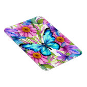 花の畑に咲く青い蝶 マグネット (右側)