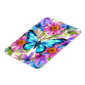 花の畑に咲く青い蝶 マグネット (左側)