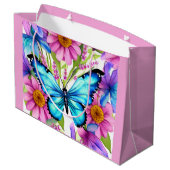 花の畑に咲く青い蝶 ラージペーパーバッグ (裏面アングル)