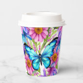 花の畑に咲く青い蝶 紙コップ (裏面)