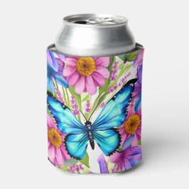花の畑に咲く青い蝶 缶クーラー