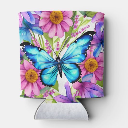 花の畑に咲く青い蝶 缶クーラー (裏面)