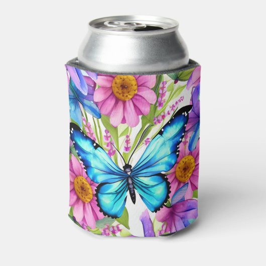 花の畑に咲く青い蝶 缶クーラー (缶裏面)