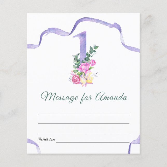 花の番号の誕生日タイムカプセルメッセージ (正面)