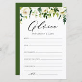 花の白いアドバイス花嫁と花婿カード (正面/裏面)