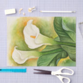 花の白いカラーリリーのデコパージュ・水彩画 薄葉紙 (クラフト)