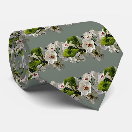 花の白いナシ ネクタイ (ロール)