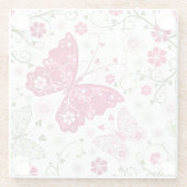 花の白いパターン ガラスコースター (裏面)