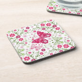 花の白いパターン コースター (左側)