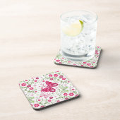 花の白いパターン コースター (右側)