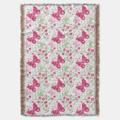 花の白いパターン スローブランケット (正面縦)