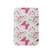 花の白いパターン バスマット (正面縦)