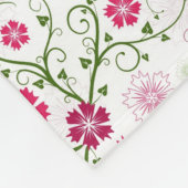 花の白いパターン フリースブランケット (角)