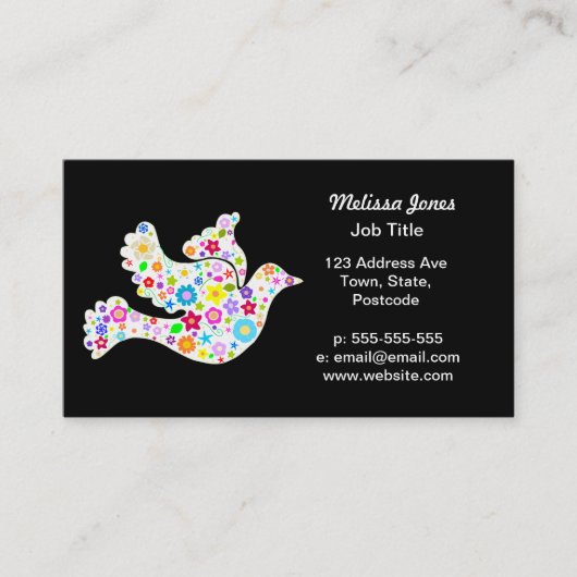 花の白い鳩 名刺 (正面)