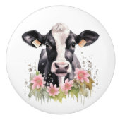 花の白と黒 セラミックノブ (正面)