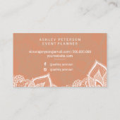 花の白人のレースの日焼けの銅のイベント・プランナ 名刺 (裏面)