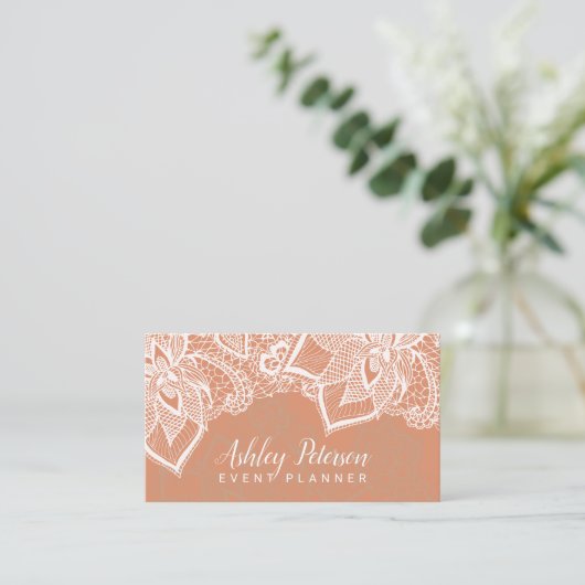 花の白人のレースの日焼けの銅のイベント・プランナ 名刺 (スタンド正面)
