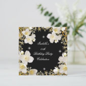 花の白金 ブラック エリート 女性の誕生日 招待状 (スタンド正面)