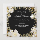 花の白金 ブラック エリート 女性の誕生日 招待状 (裏面)